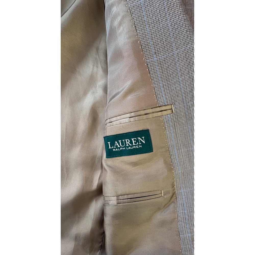 Lauren Ralph Lauren Mens 46L Blazer Tan Glen Plaid Check Sport Coat 2 Button - Picture 6 of 10